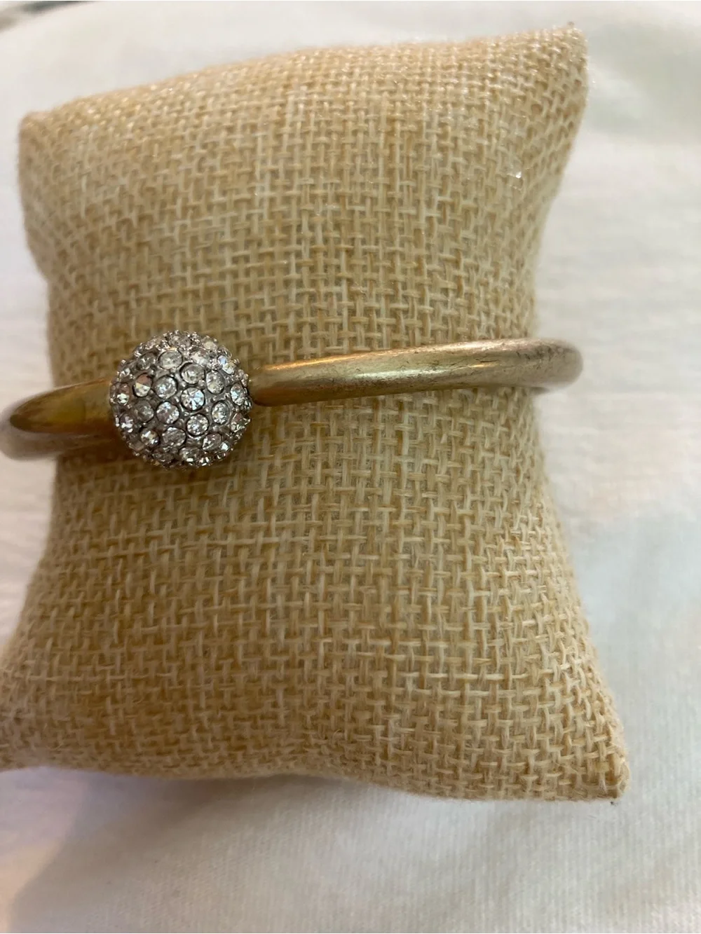 Banana Republic Signed Hinged Bangle Bracelet with Clear Stones